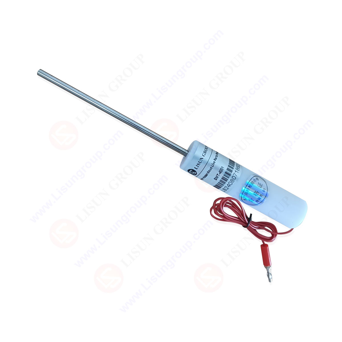 The EN 61010-1 6.2.3 test pin is a 4mm diameter, 100mm long pin with a cable