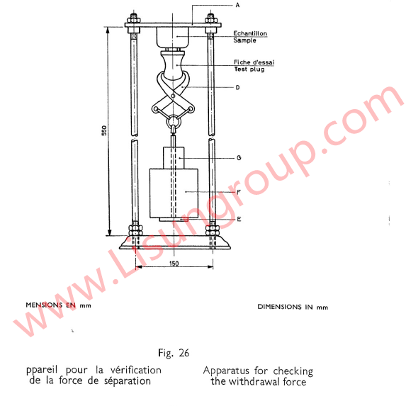 Gauges C26 Apparatus for Checking the Withdrawal Force According to CEE 7 Fig. 26